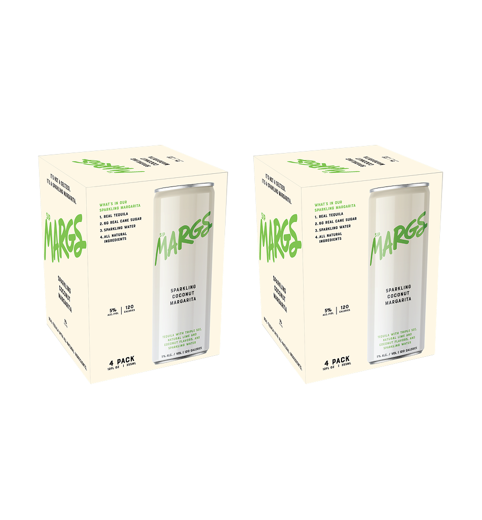 SipMARGS Sparkling Coconut Margarita 12 oz 4 pack